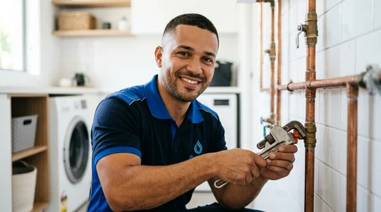 Técnico da Oziel Hidro Desentupidora realizando conserto e reparo de encanamento